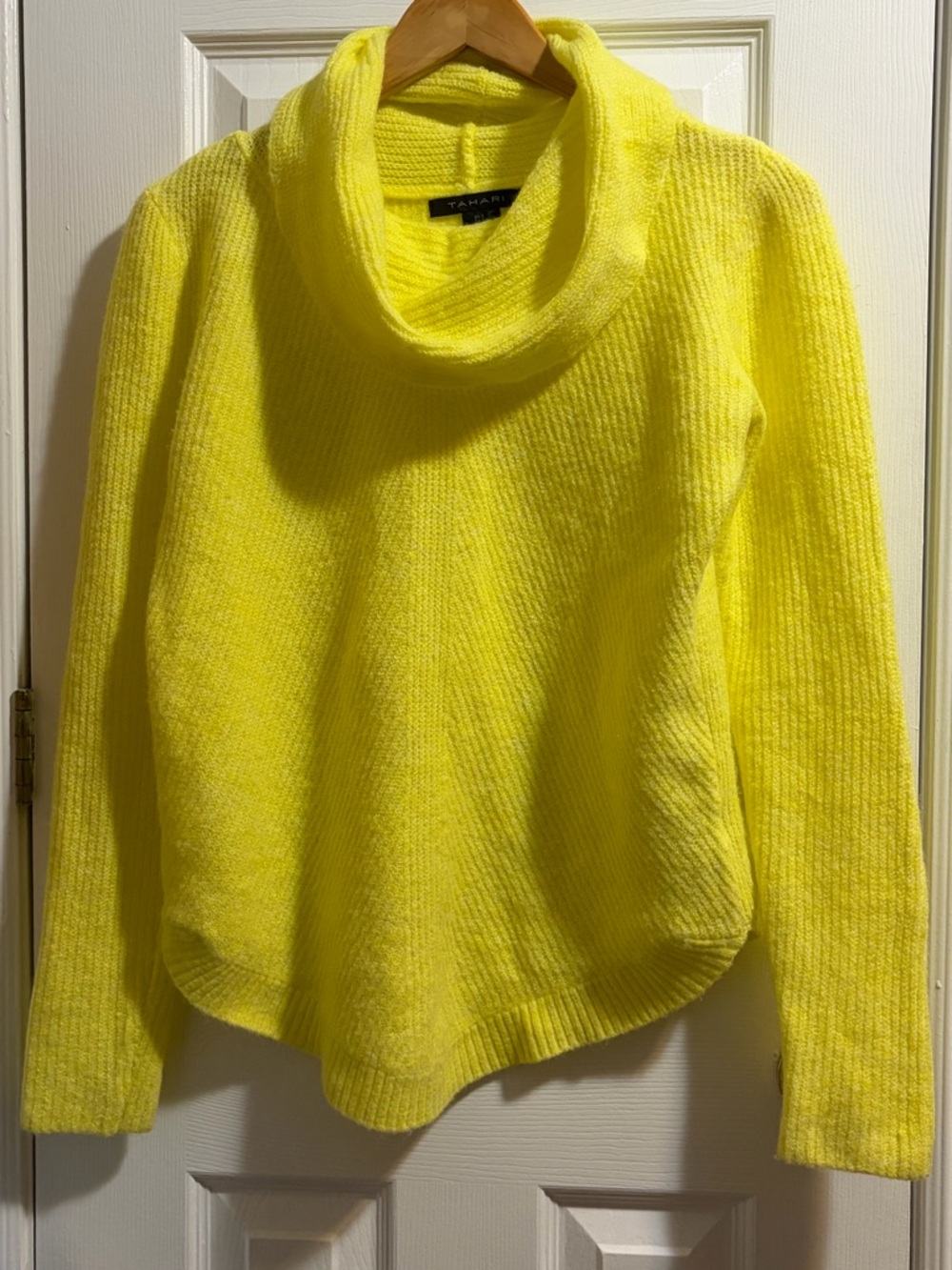 Tahari Bright Yellow Cowl Neck Sweater